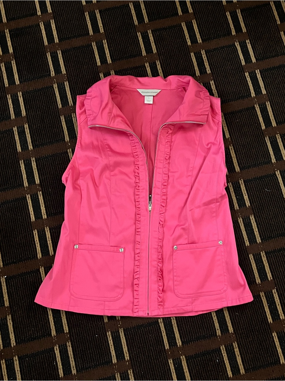 Women’s Christopher & Banks Pink Vets Top Full Zip Pockets 1X Spring 804